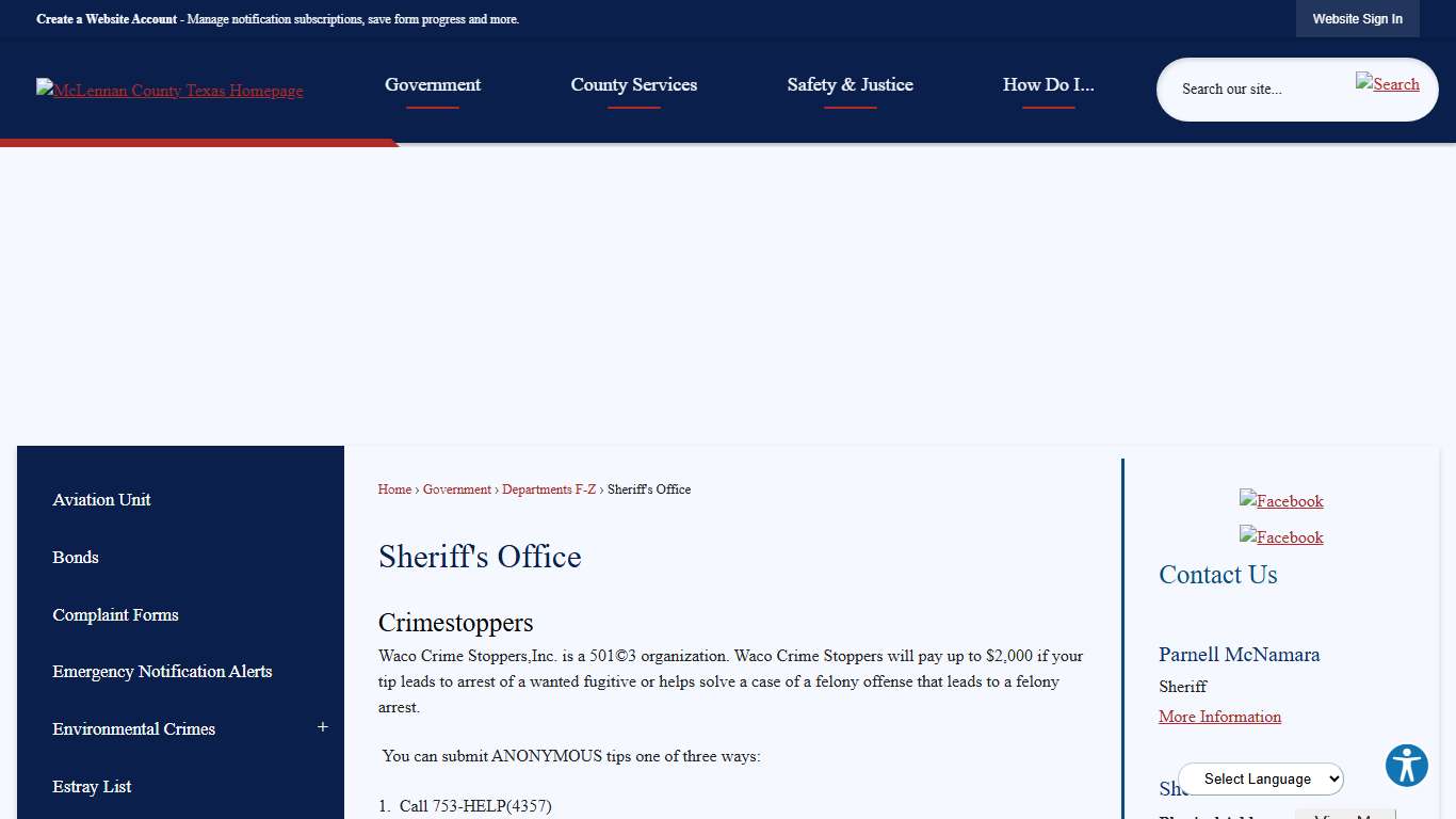 Sheriff's Office McLennan County, TX